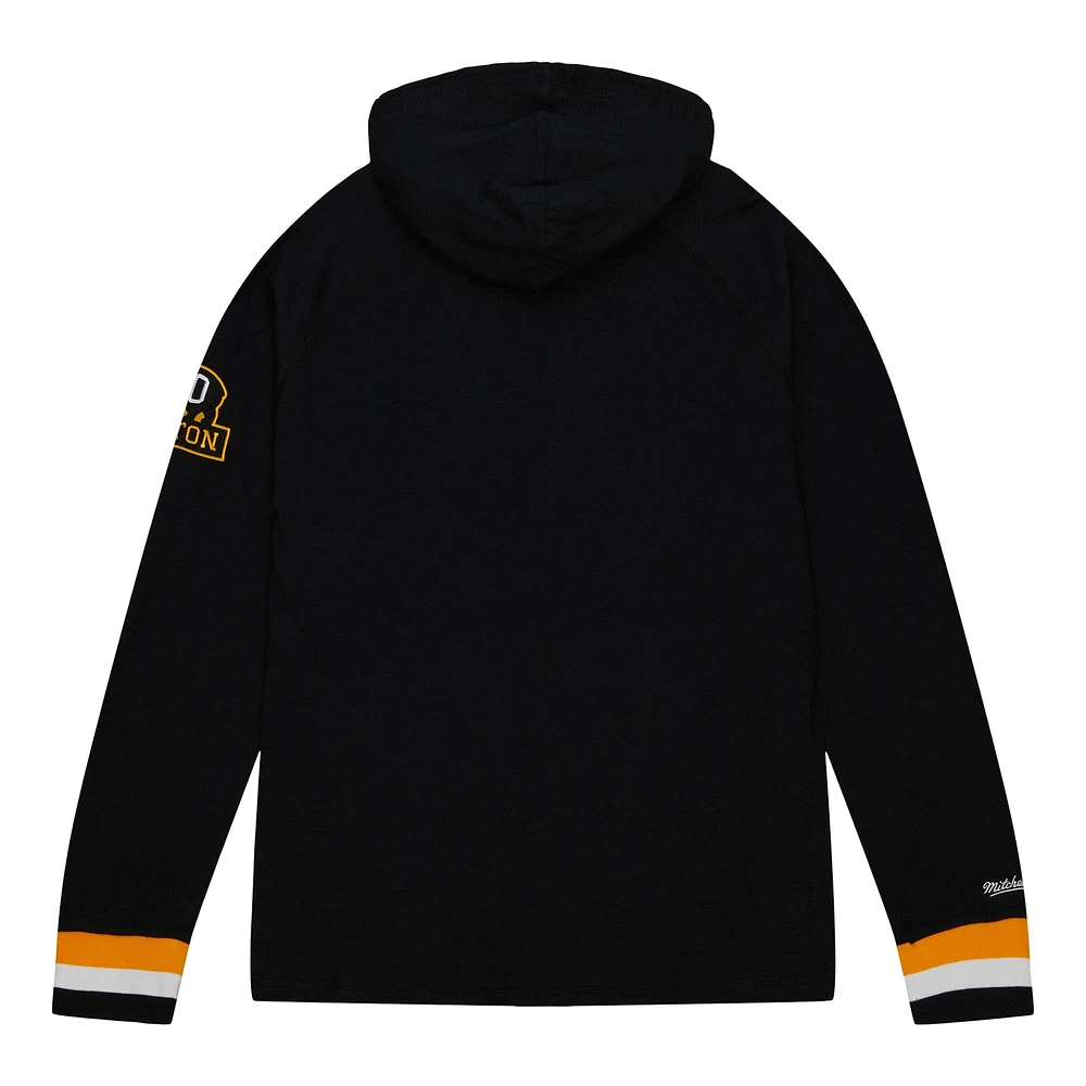 Men's Mitchell & Ness Black Boston Bruins 100th Anniversary Legendary Raglan Pullover Hoodie