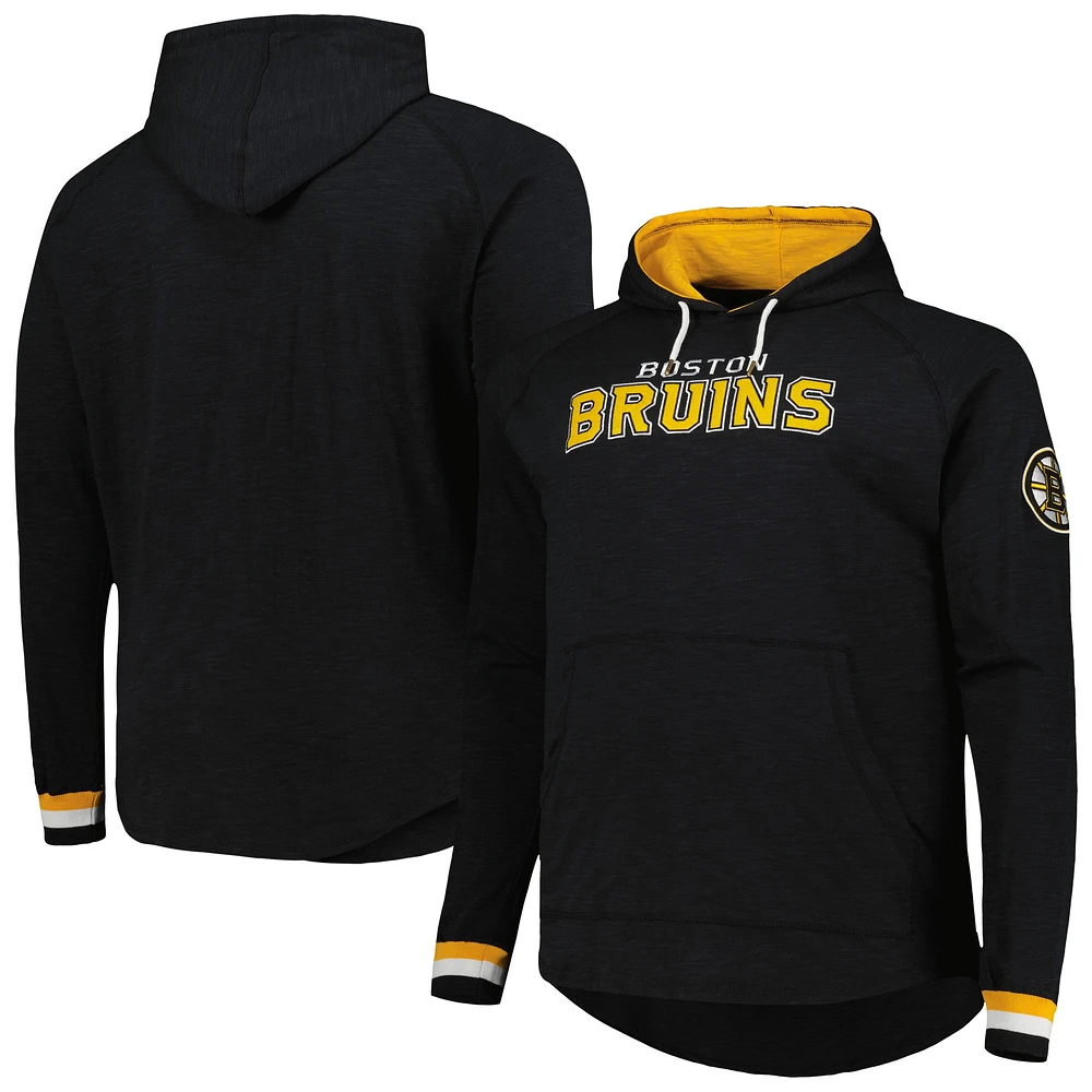 Sweat à capuche raglan légendaire Big & Tall des Bruins de Boston noirs Mitchell Ness pour hommes