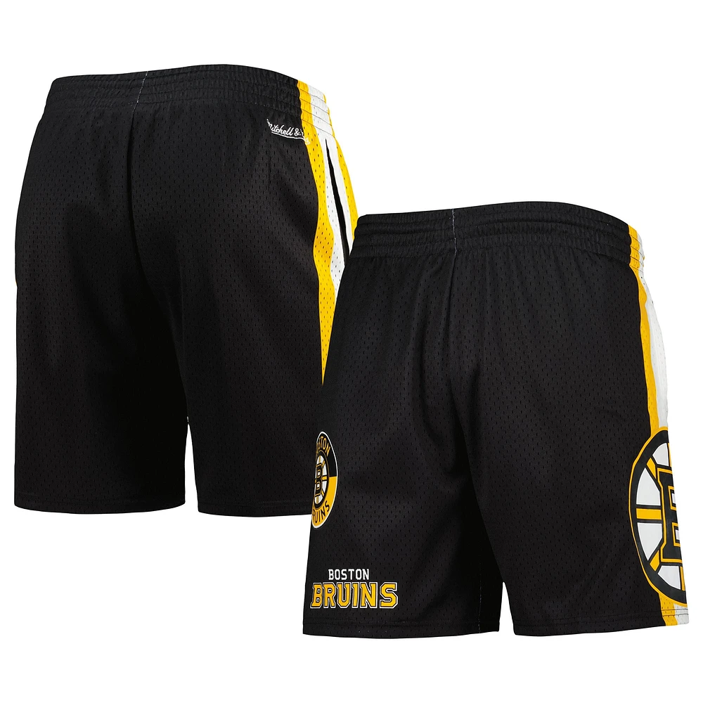 Men's Mitchell & Ness Black Boston Bruins City Collection Mesh Shorts