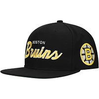 Casquette Snapback noire Mitchell & Ness Core Team Script 2.0 des Bruins de Boston pour hommes