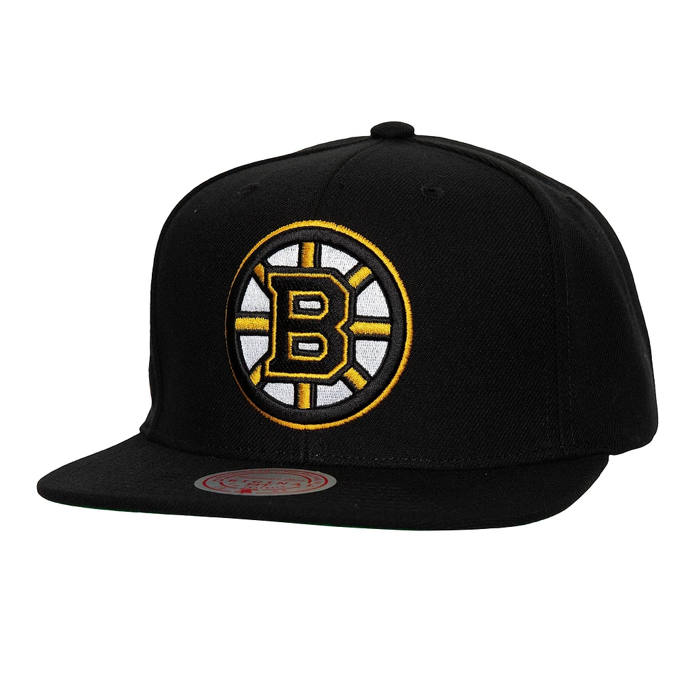 Casquette Snapback Mitchell & Ness noire Boston Bruins Core Top Spot pour hommes