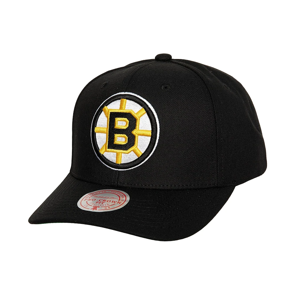 Casquette réglable noire Mitchell & Ness des Bruins de Boston Team Ground Pro pour hommes