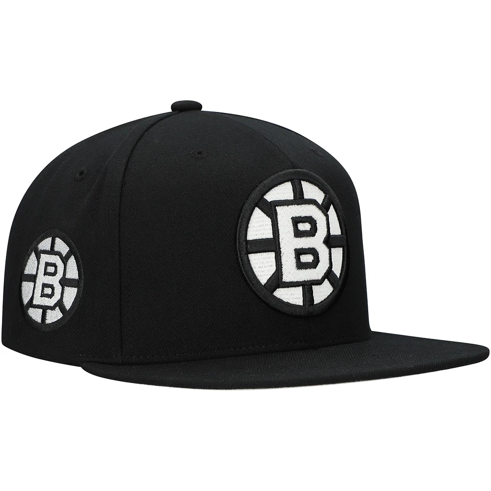 Men's Mitchell & Ness  Black Boston Bruins Team Snapback Hat