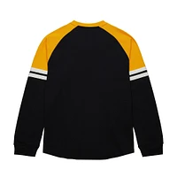 Men's Mitchell & Ness  Black Boston Bruins Thermal Henley Long Sleeve T-Shirt