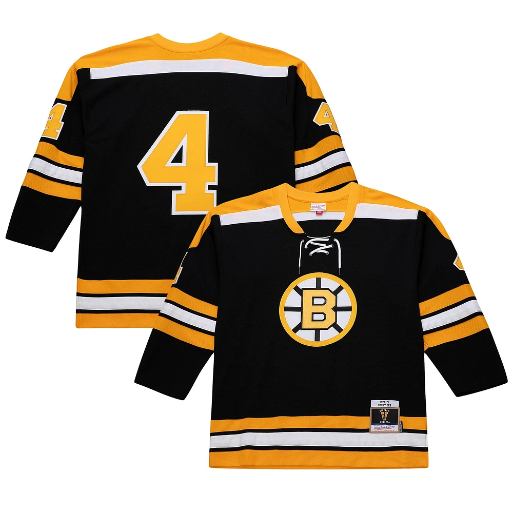 Maillot Mitchell & Ness Bobby Orr noir pour homme des Bruins de Boston Big Tall 1971/72 Blue Line 2.0