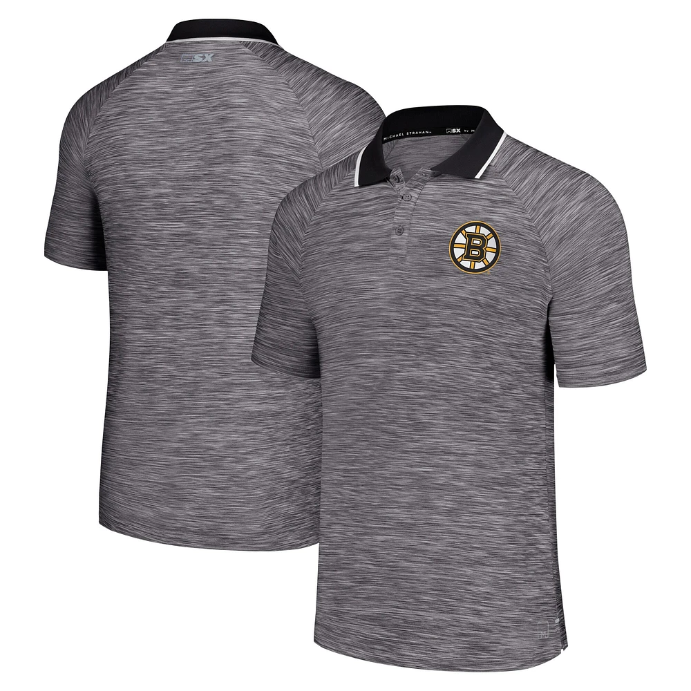 Men's MSX by Michael Strahan  Black Boston Bruins Strategy Raglan Polo