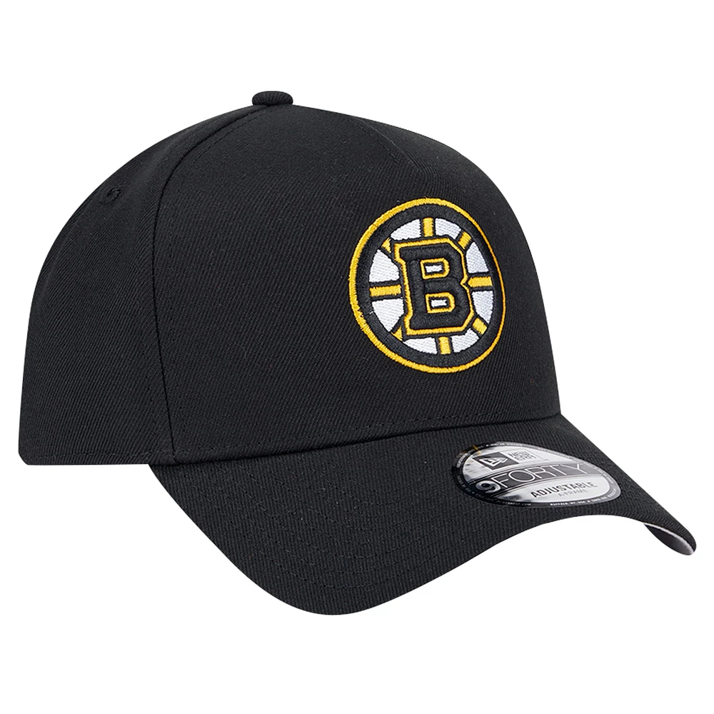 Men's New Era  Black Boston Bruins Core A-Frame 9FORTY Adjustable Hat