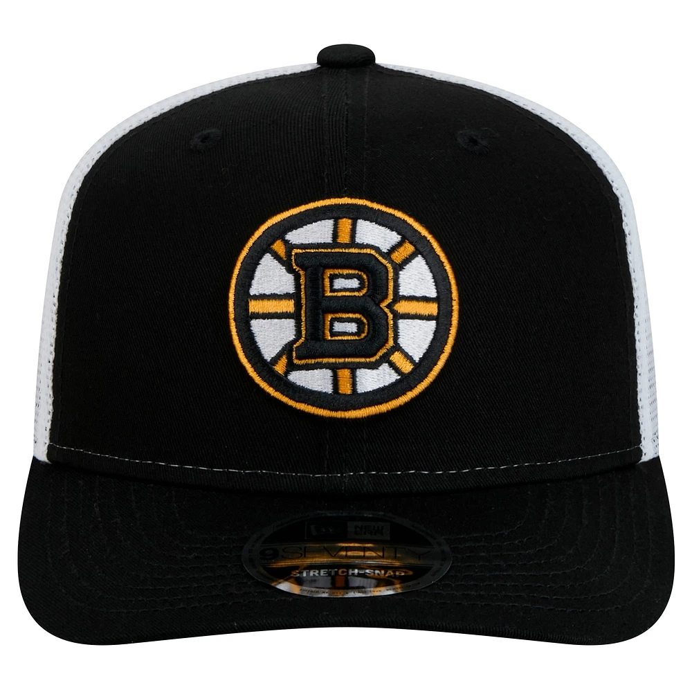 Men's New Era Black Boston Bruins Core Trucker 9SEVENTY Stretch-Snap Hat