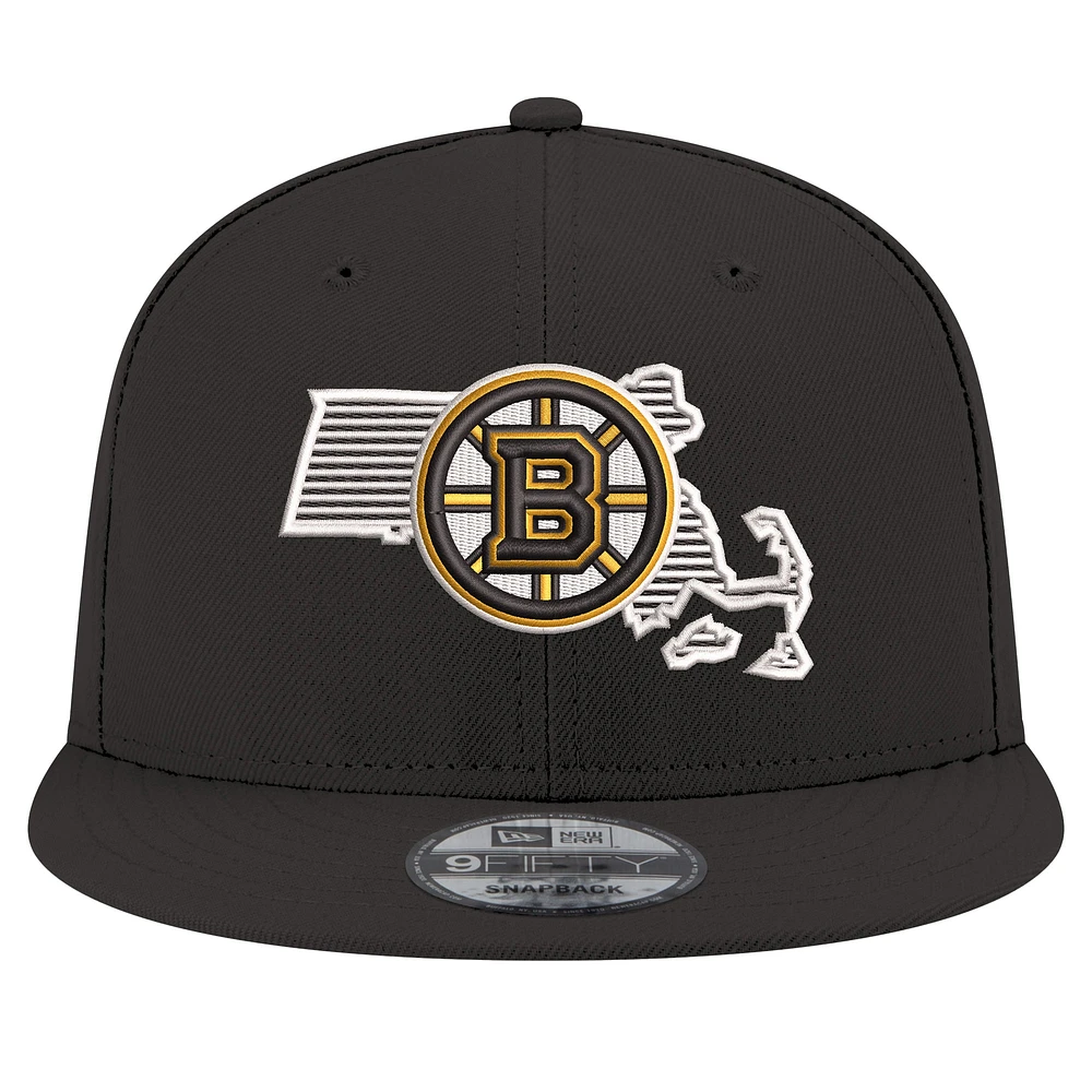 Men's New Era Black Boston Bruins State Pride 9FIFTY Snapback Hat
