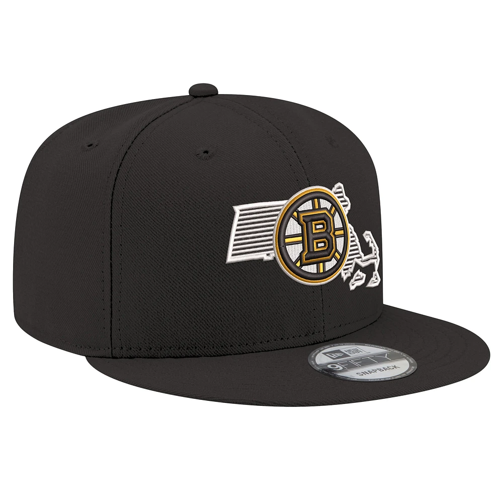 Men's New Era Black Boston Bruins State Pride 9FIFTY Snapback Hat