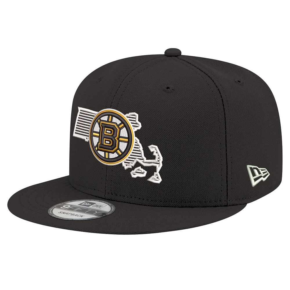 Men's New Era Black Boston Bruins State Pride 9FIFTY Snapback Hat
