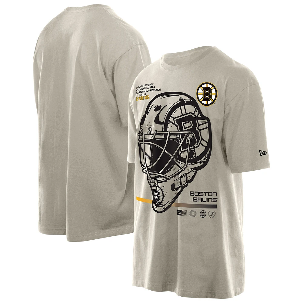 T-shirt pour homme New Era Tan Boston Bruins Goalie Mask