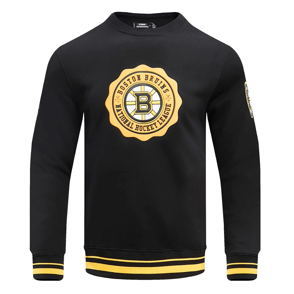 Men's Pro Standard Black Boston Bruins Crest Emblem Pullover Sweatshirt