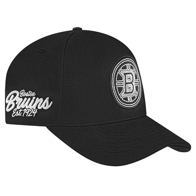 Men's Pro Standard Black Boston Bruins Paint the City Pinch Front Snapback Hat