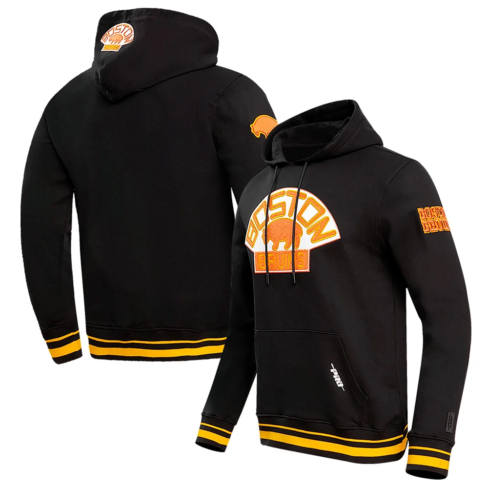 Men's Pro Standard Black Boston Bruins Retro Classic Fleece Pullover Hoodie