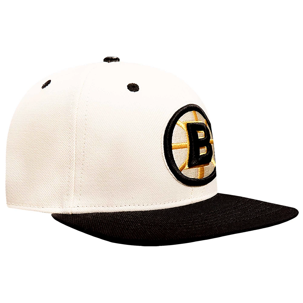 Men's Pro Standard Cream Boston Bruins Retro Classic Logo Snapback Hat