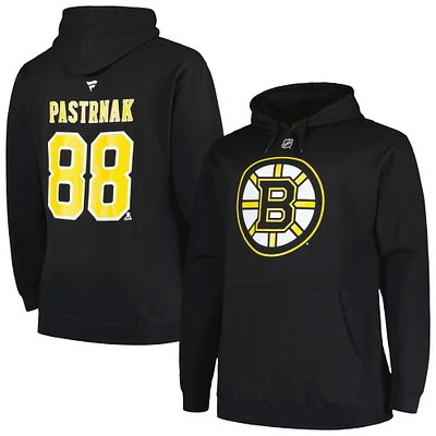 Profil pour hommes David Pastrnak Noir Bruins de Boston grand et nom numéro Pull à capuche