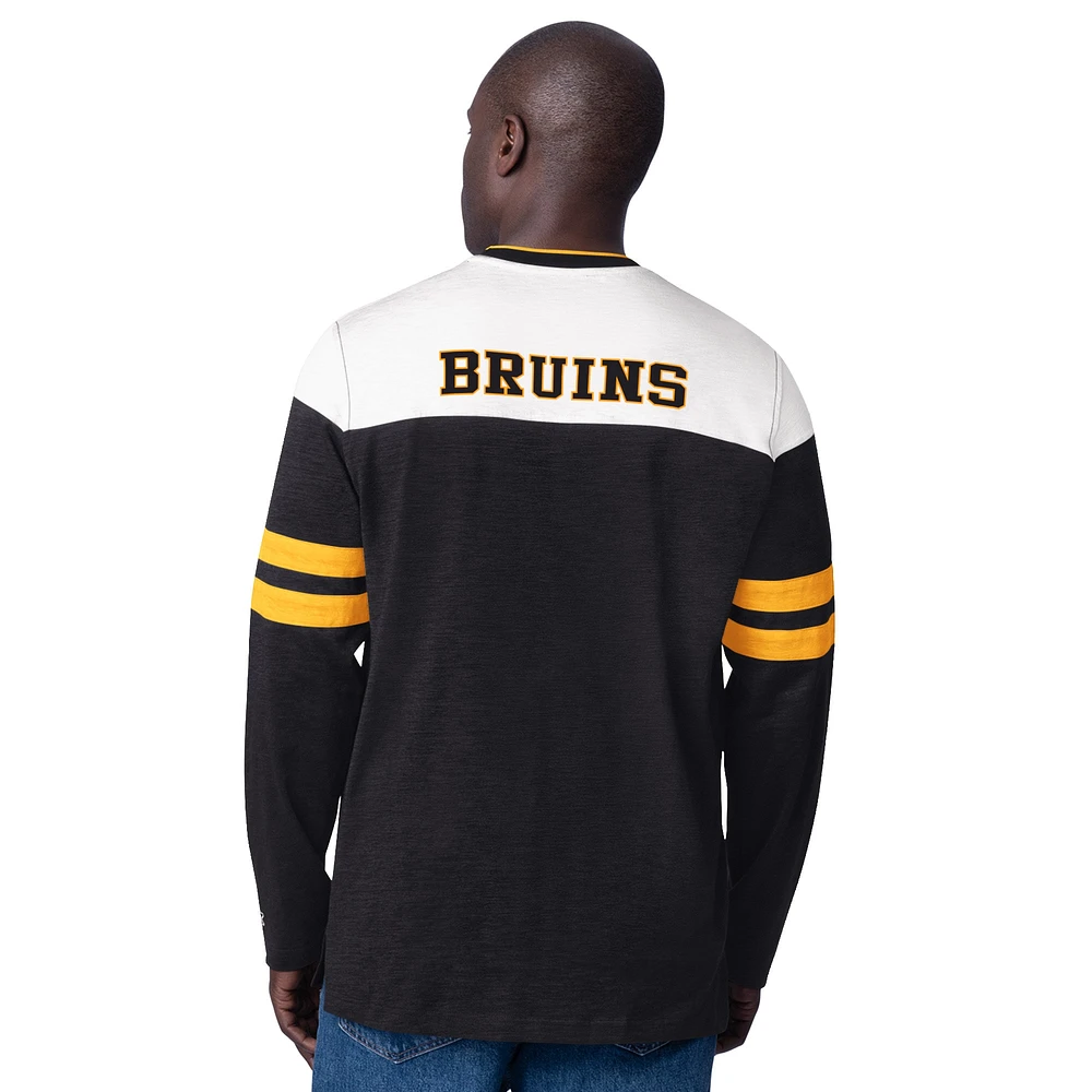 Men's Starter  Black Boston Bruins Blitz Durene Long Sleeve T-Shirt