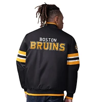 Men's Starter Black Boston Bruins Scout I Full-Snap Varsity Jacket