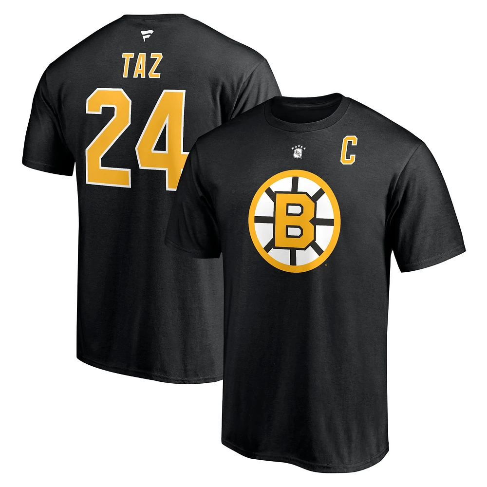 T-shirt noir authentique pour homme Terry O'Reilly Boston Bruins avec surnom et numéro de joueur retraité Stack