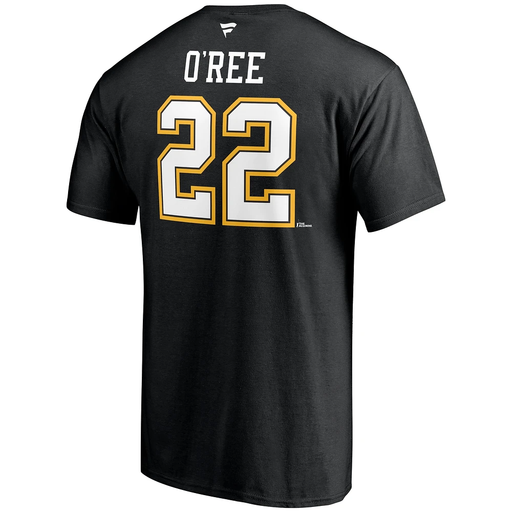 Men's Willie O'Ree Black Boston Bruins Authentic Stack Retired Player Name & Number T-Shirt