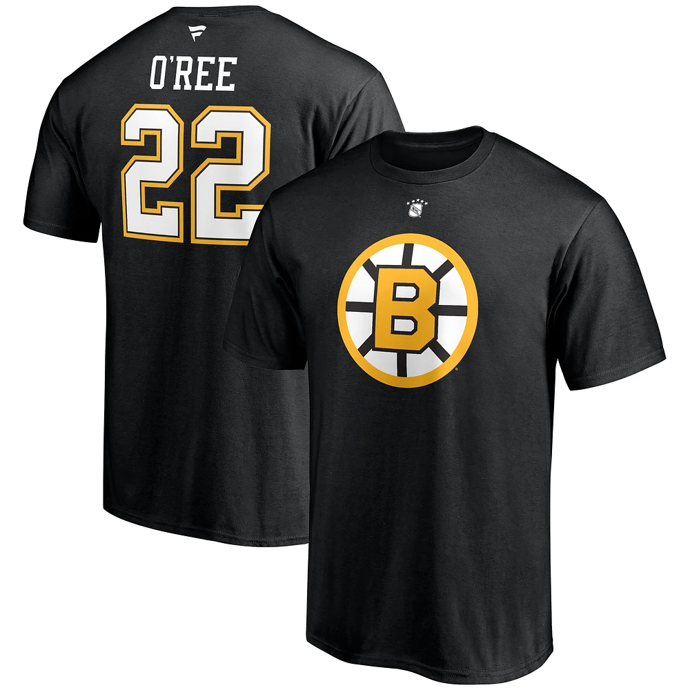 T-shirt noir Willie O'Ree pour homme avec nom et numéro de joueur retraité des Bruins Boston authentique Stack