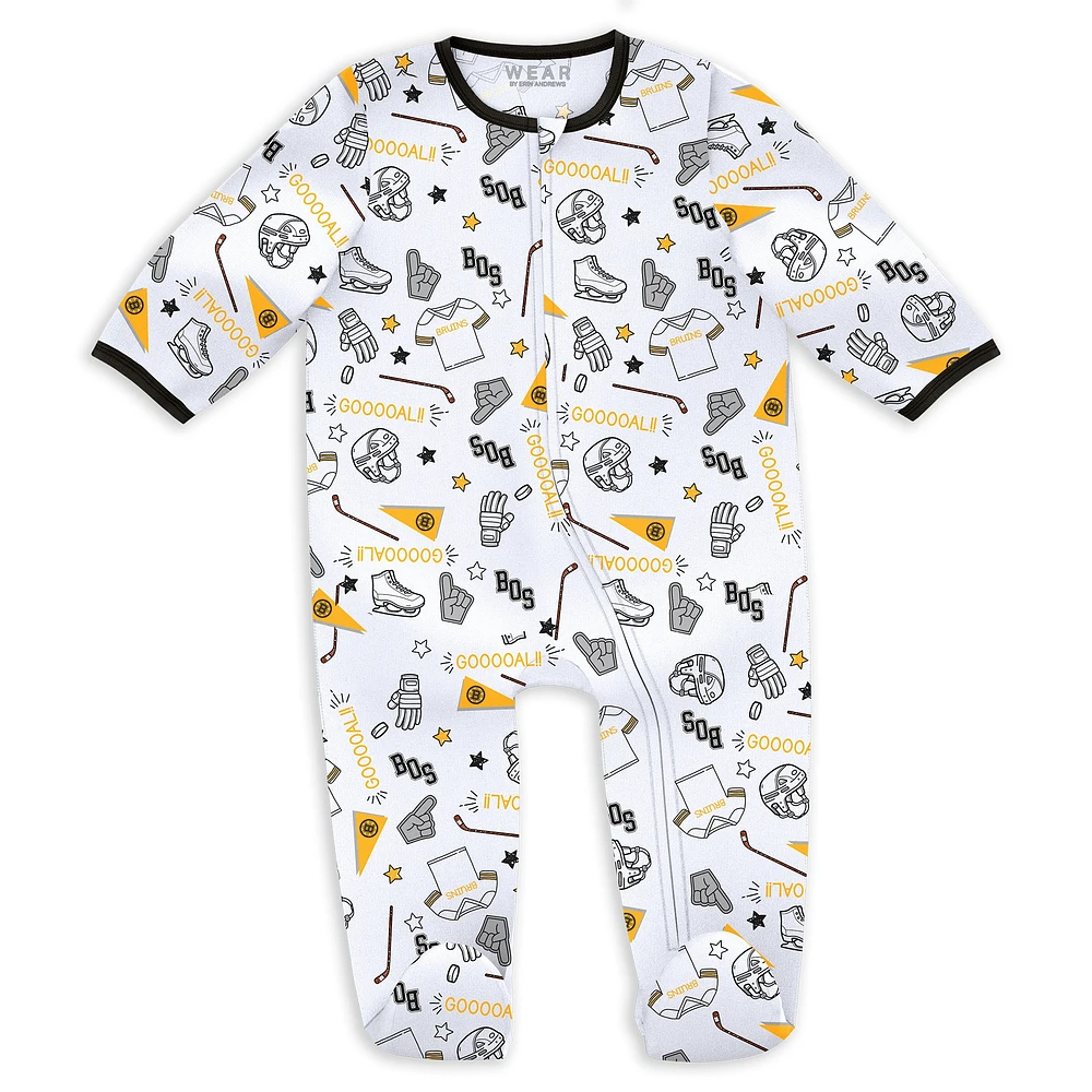 Ensemble pyjama et bavoir pour nouveau-né bébé par Erin Andrews Boston Bruins Sleep and Play