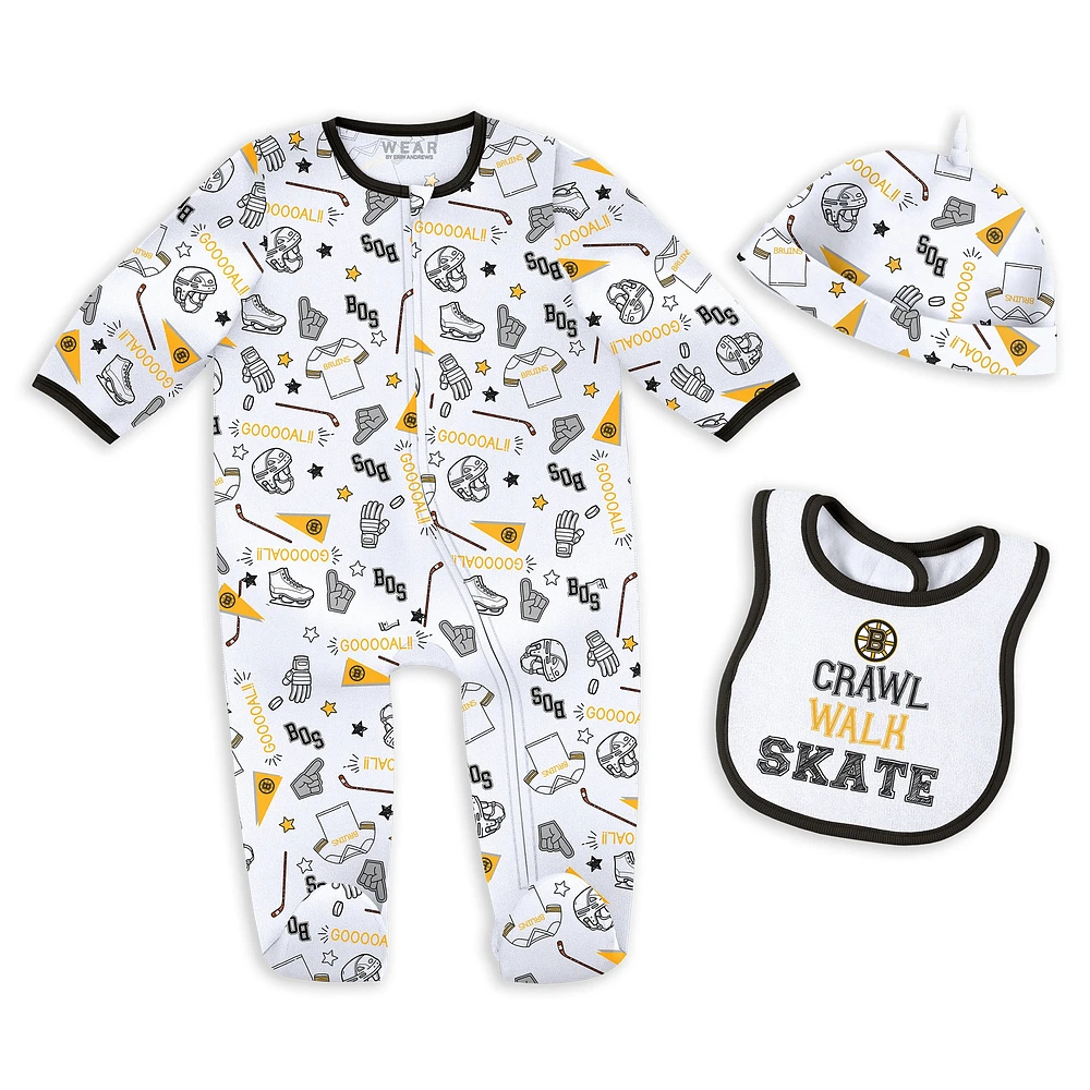 Ensemble pyjama et bavoir pour nouveau-né bébé par Erin Andrews Boston Bruins Sleep and Play