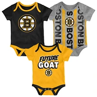 Newborn  Boston Bruins Loyal Buddies Three-Pack Bodysuit Set