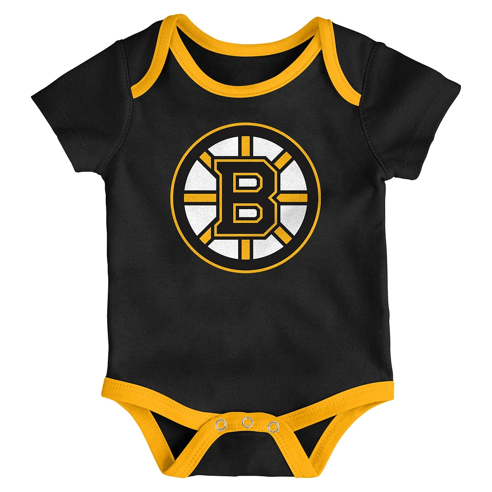 Newborn  Boston Bruins Loyal Buddies Three-Pack Bodysuit Set