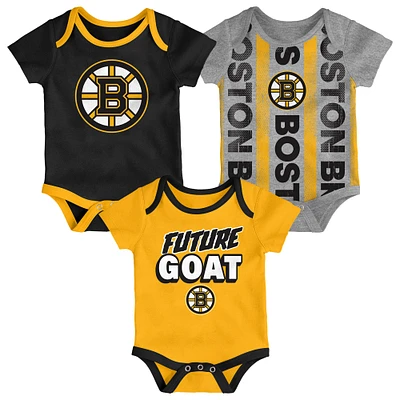 Newborn  Boston Bruins Loyal Buddies Three-Pack Bodysuit Set