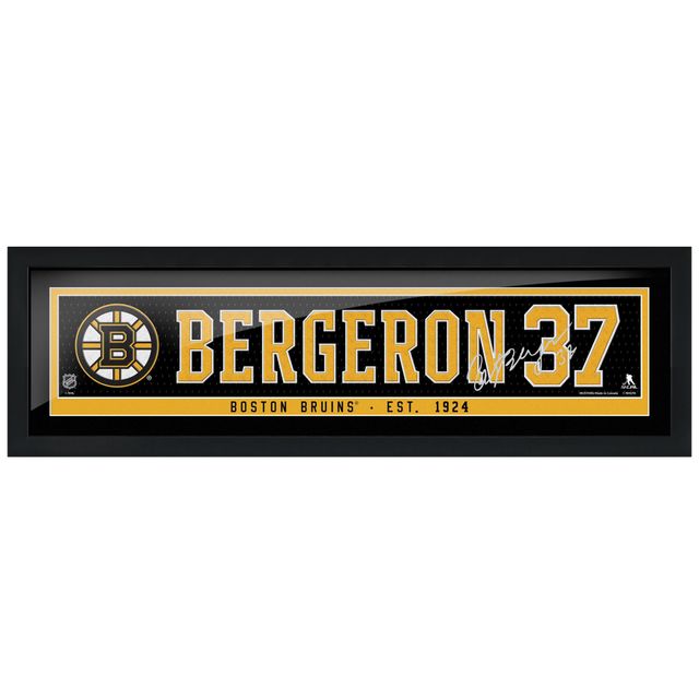 Patrice Bergeron Boston Bruins 6'' x 22'' Réplique Encadrée Autographe Nom du Joueur - Barre