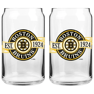 Le Sports Vault Bruins de Boston 16 oz. Ensemble de deux verres à canettes