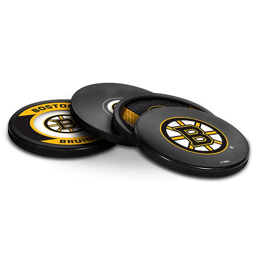 The Sports Vault Boston Bruins Four-Piece Puck Coaster Set