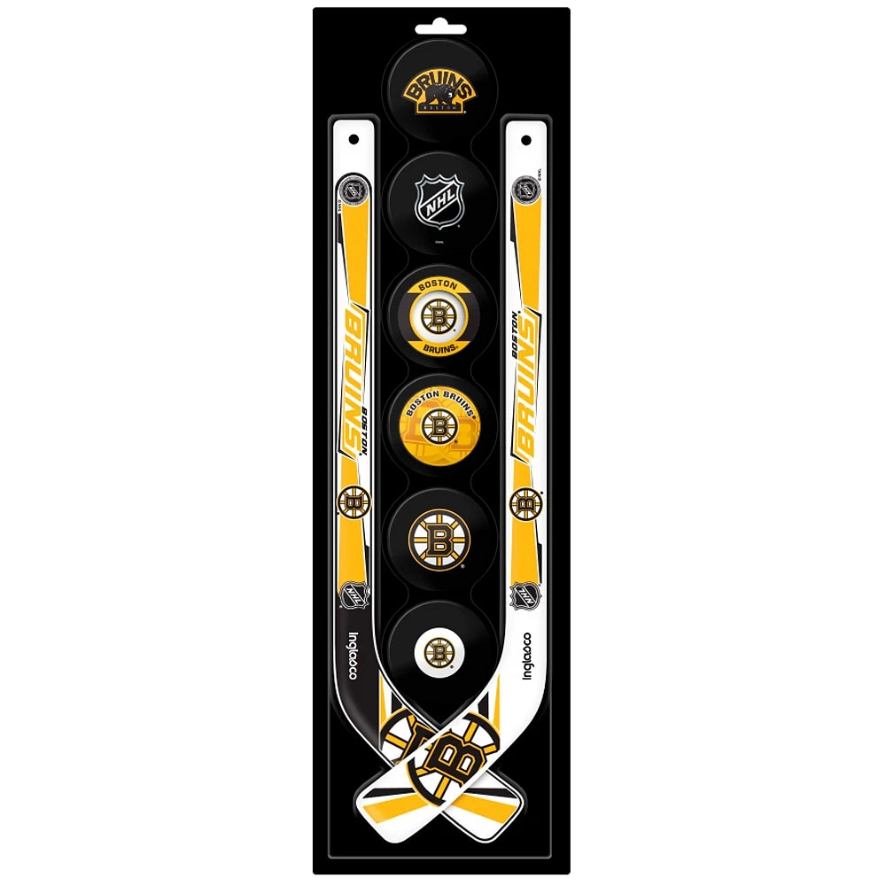 The Sports Vault Ensemble de huit mini bâtons de hockey et rondelles en mousse des Bruins de Boston
