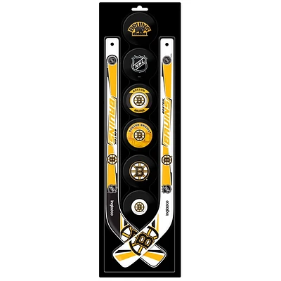 The Sports Vault Ensemble de huit mini bâtons de hockey et rondelles en mousse des Bruins de Boston