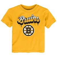 Toddler Gold Boston Bruins Bubbly Script T-Shirt