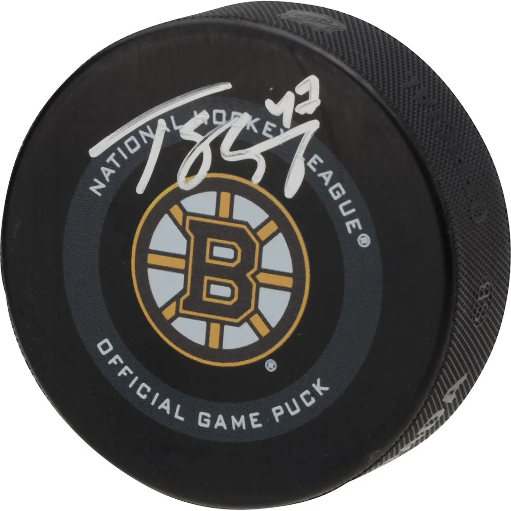 Rondelle de jeu officielle Torey Krug Boston Bruins autographiée 2019 Modèle