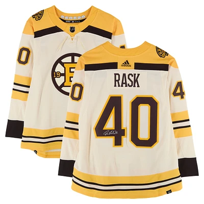 Tuukka Rask Boston Bruins Autographed 100th Anniversary Beige Alternate adidas Authentic Jersey 