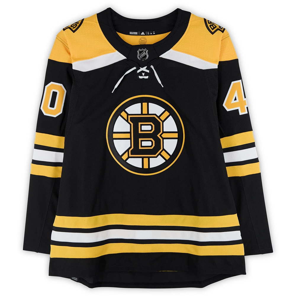 Maillot adidas authentique noir dédicacé des Bruins de Boston par Tuukka Rask avec inscriptions multiples