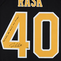 Maillot adidas authentique noir dédicacé des Bruins de Boston par Tuukka Rask avec inscriptions multiples