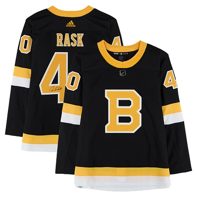 Maillot adidas authentique noir dédicacé par Tuukka Rask des Bruins de Boston