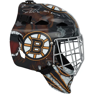 Réplique du masque de gardien de but dédicacé Tuukka Rask des Bruins de Boston avec inscription « 2014 Vézina