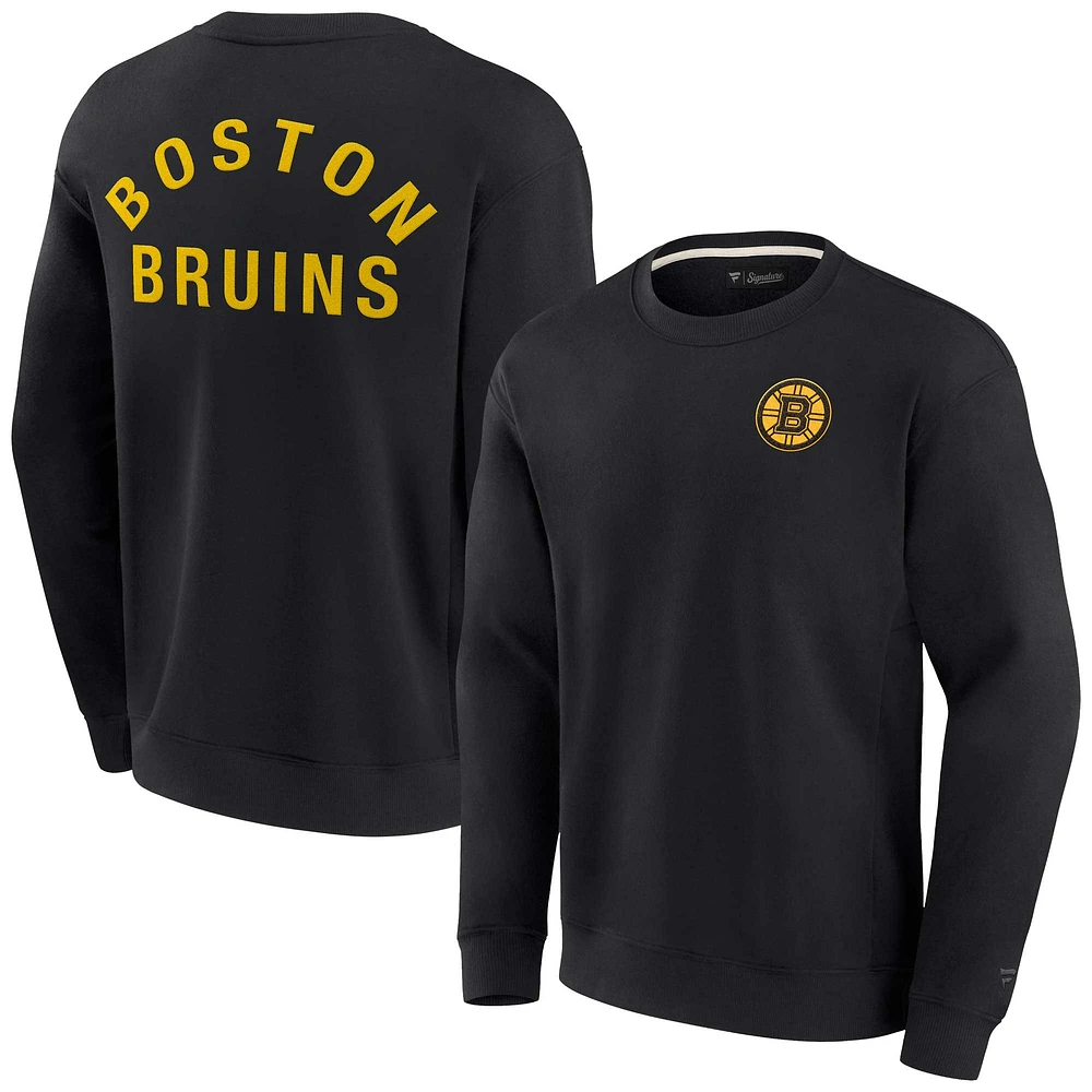 Unisex Fanatics Black Boston Bruins Super Soft Pullover Crew Sweatshirt