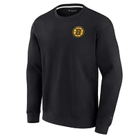 Unisex Fanatics Black Boston Bruins Super Soft Pullover Crew Sweatshirt