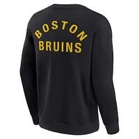 Unisex Fanatics Black Boston Bruins Super Soft Pullover Crew Sweatshirt