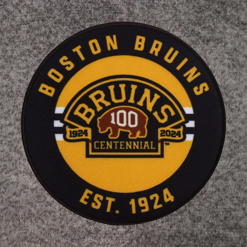 Peignoir unisexe gris avec logo du centenaire des Bruins de Boston