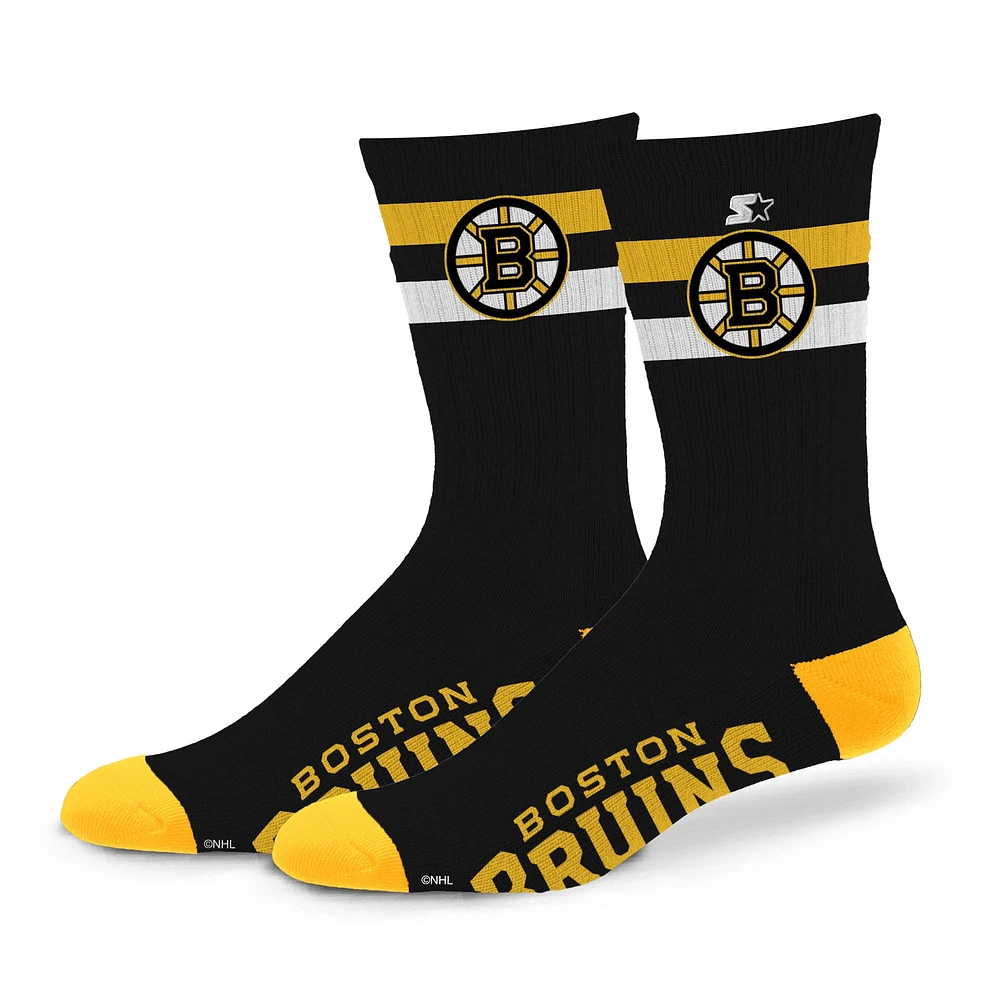 Chaussettes d'équipage unisexes Starter Boston Bruins Team Color Two-Stripe