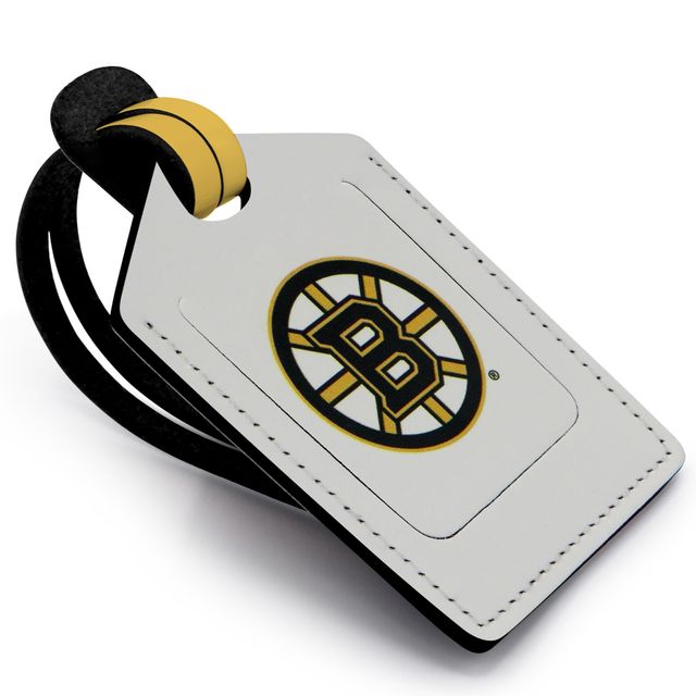 Étiquette de bagage en cuir personnalisée Boston Bruins blanche