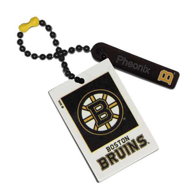 Étiquette de sac rectangle en cuir blanc Boston Bruins personnalisée